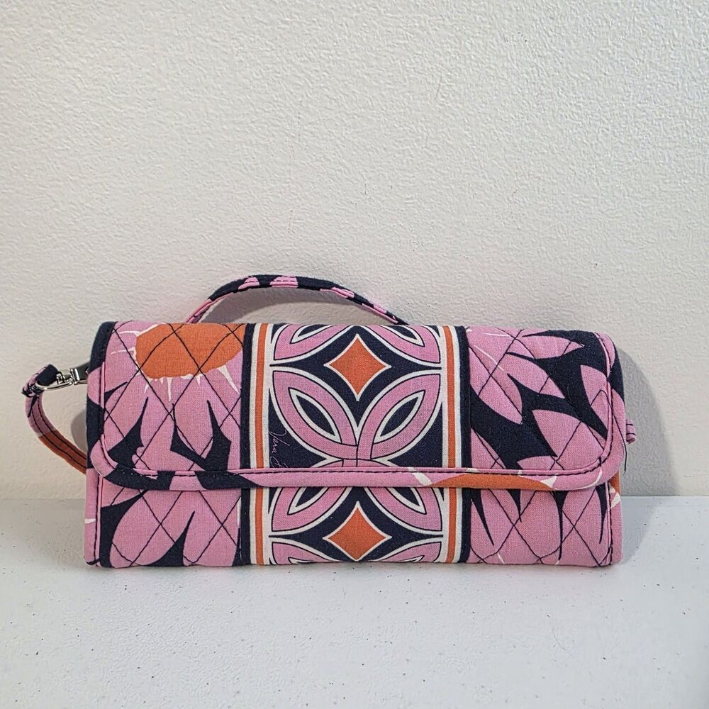 Vera Bradley Sleek Wallet Crossbody Loves Me 10613-055 Pink Blue Orange Floral